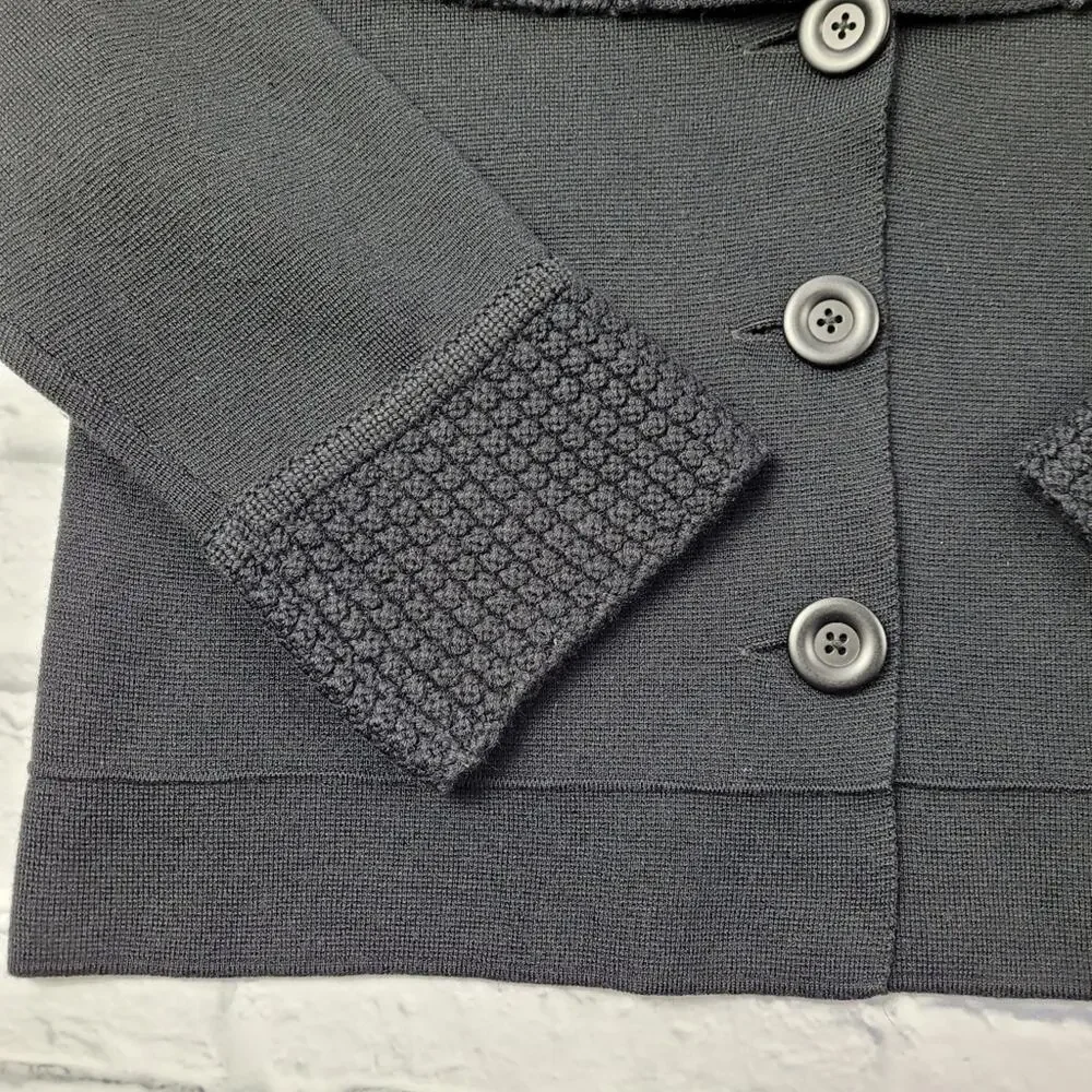 CAbi Black Jackie O Cropped Wool Blend Cardigan style #502 size Medium